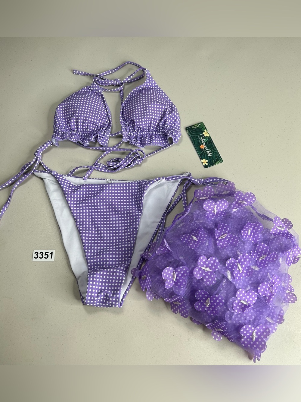 Bloooming Jelly Bikini Set Medium Purple Polka Dots 3 Piece